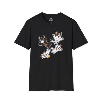 Cat Attack Squadron! | Four Fantastic Flying Felines | Unisex Softstyle T-Shirt